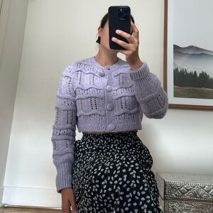 Mango Lilac Knit Women's Cardigan